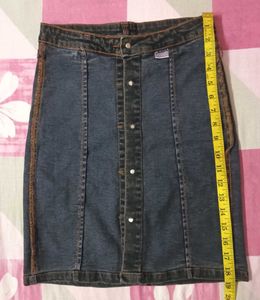 Denim Button-Front Mini Skirt