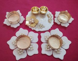 4" Pooja Thali + 4 Tea Light Candle Holder