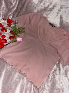Cute Pink Ruffle Crop Top