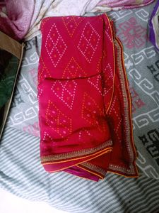Elegant Pink Bandhani Saree