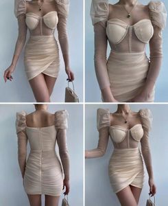 Gold Shimmer Mesh Bodycon Dress