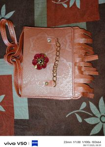 Peach Fringed Crossbody Bag