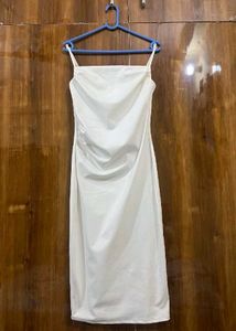White Bodycon Ruched Cocktail Dress