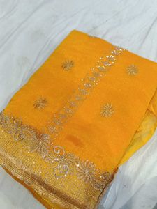 Golden Yellow Embellished Saree