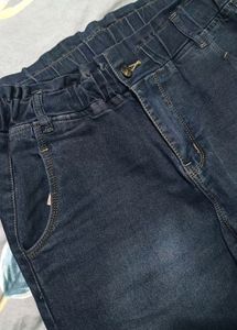 Charcoal Colour Jeans With Elastic Front Look