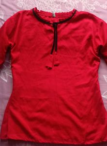 Red Ethnic Tunic Top