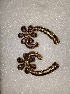 Floral Rhinestone Ear Climber Earrings