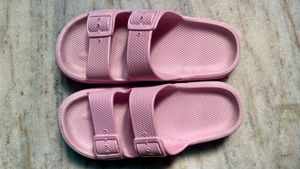 Pink Double Buckle Slides Slipper Flip Flop