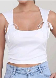 White Sleeveless Crop Top