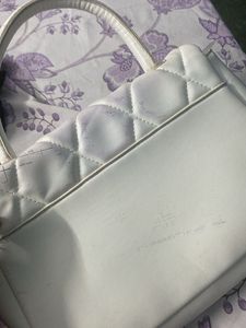 Quilted White Top Handle Bag