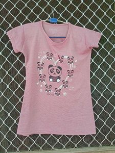 Cute Panda Graphic Pink T-Shirt