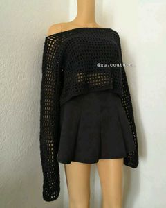 Crochet Black Mesh Sweater