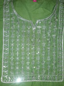 Green Embroidered Kurti Top