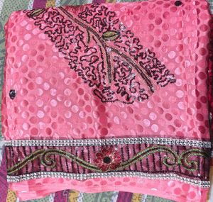 Pink Embellished Saree