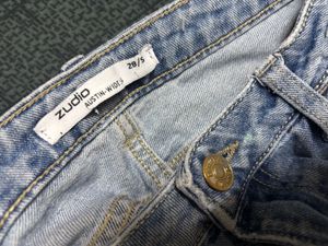 Blue wide legged high rise jeans