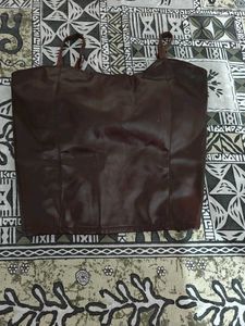 Brown Faux Leather Corset Top