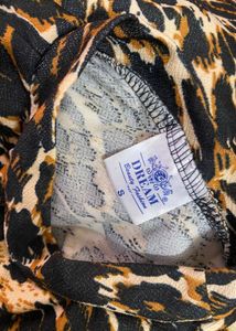 Beige &amp;black Animal Print Top
