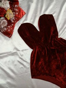 Burgandy/Maroon Velvet Bodycon❣️