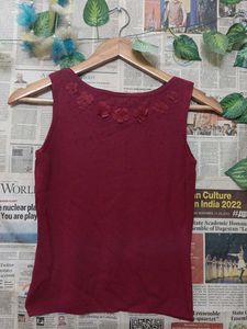 Burgundy Floral Applique Tank