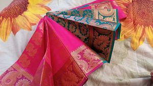 Pink & Teal Silk Saree