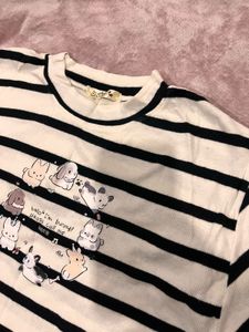 Striped Bunny Graphic Tee with knot