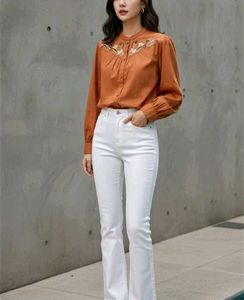 🇰🇷 Korean Embroidery Button Up Blouse Top