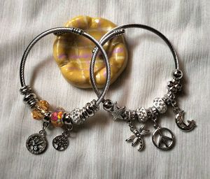 Charm Bangle Bracelets (Set of 2) + free earring