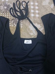 Black Long Sleeve Corset Style Top