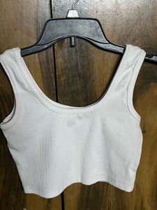 White Crop Tank Top