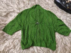 Green Boho Crochet Cardigan
