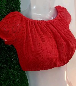 Red Lace Crop Top