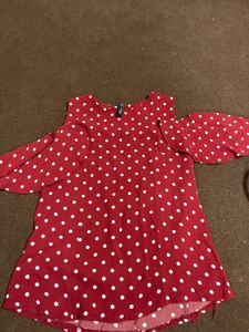 Cold Shoulder Polka Dot Top