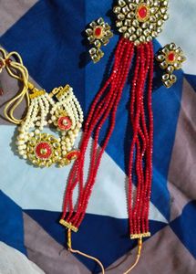 2 Purl And Moti Kundan Set