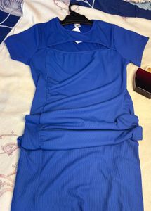Blue Slit Bodycon dress