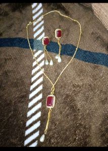 gold plated rubyJewellery Set
