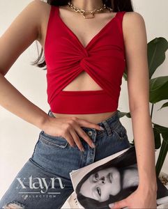 DATE PERFECT Red Front Twist Top