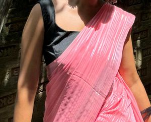 Beautiful Shiffon Pink Saree🌷