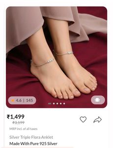 Silver Triple Flora Anklet(1 piece)
