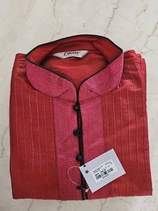 Maroon Striped Kurta Set