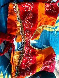 Red Bandhani Sadi Blouse Size 44 Inch