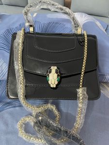 Black Patent Leather Snake Head Bag