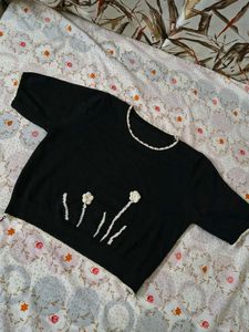 Floral Applique Knit Top