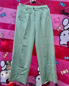 Green Wide Leg Formal  Trousers