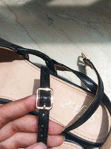 Black Ankle Strap Flats
