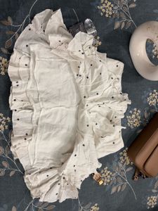 White Skirt with Embroidered Little Flowers