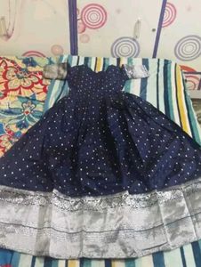 Elegant Navy Blue Silk Gown Ethnic