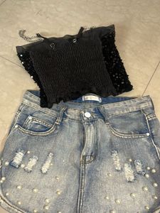 Party Black Crop Top