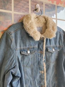 Warm Denim Jacket with Fur inside