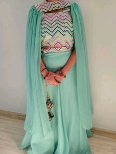 Mint Green Cape Lengha