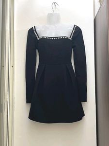 Black Pearl Trim Dress